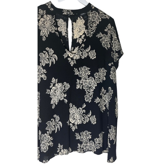TORRID Floral Keyhole Front Flowy Blouse Black Size 1 Fits 1X - Picture 4 of 8